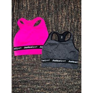 2-Pack Justice Sport Girls Racerback Sports Bras – Pink & Gray